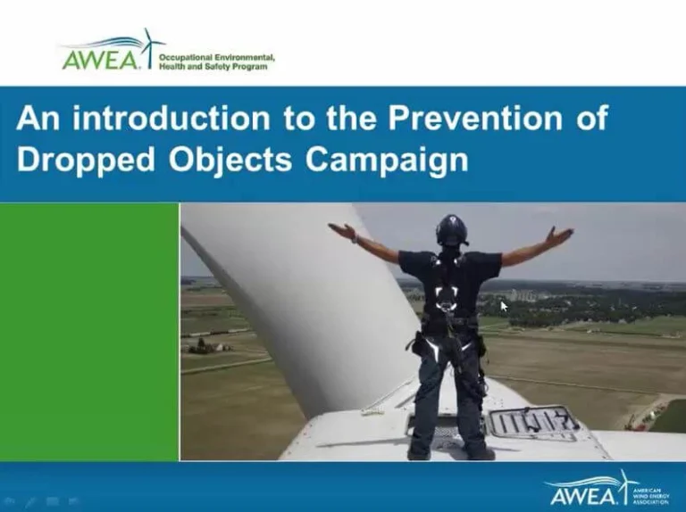 Cover slide of the Prevention of Dropped Objects webinar.