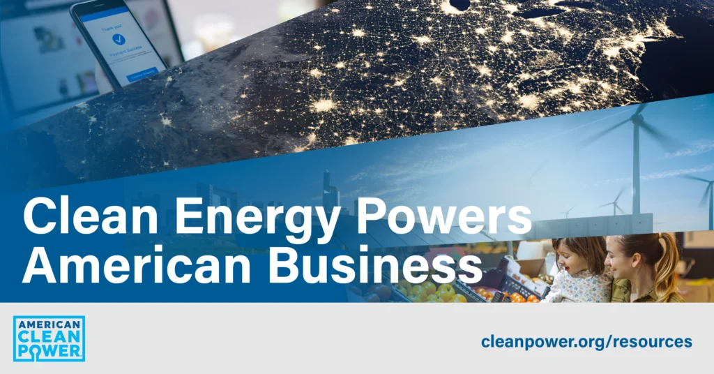 A cover photo for ACP's Clean Energy Powers American Business resource.