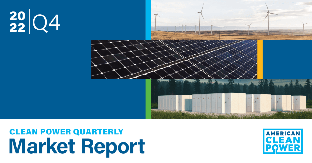 Banner for ACP's Clean Power Quarterly Market Report, Q4 2022.