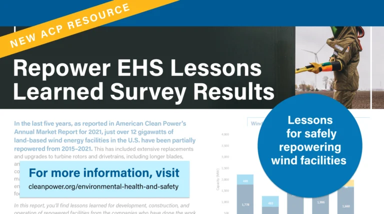 ACP Resource Banner on Safely Repowering Wind Facilities.