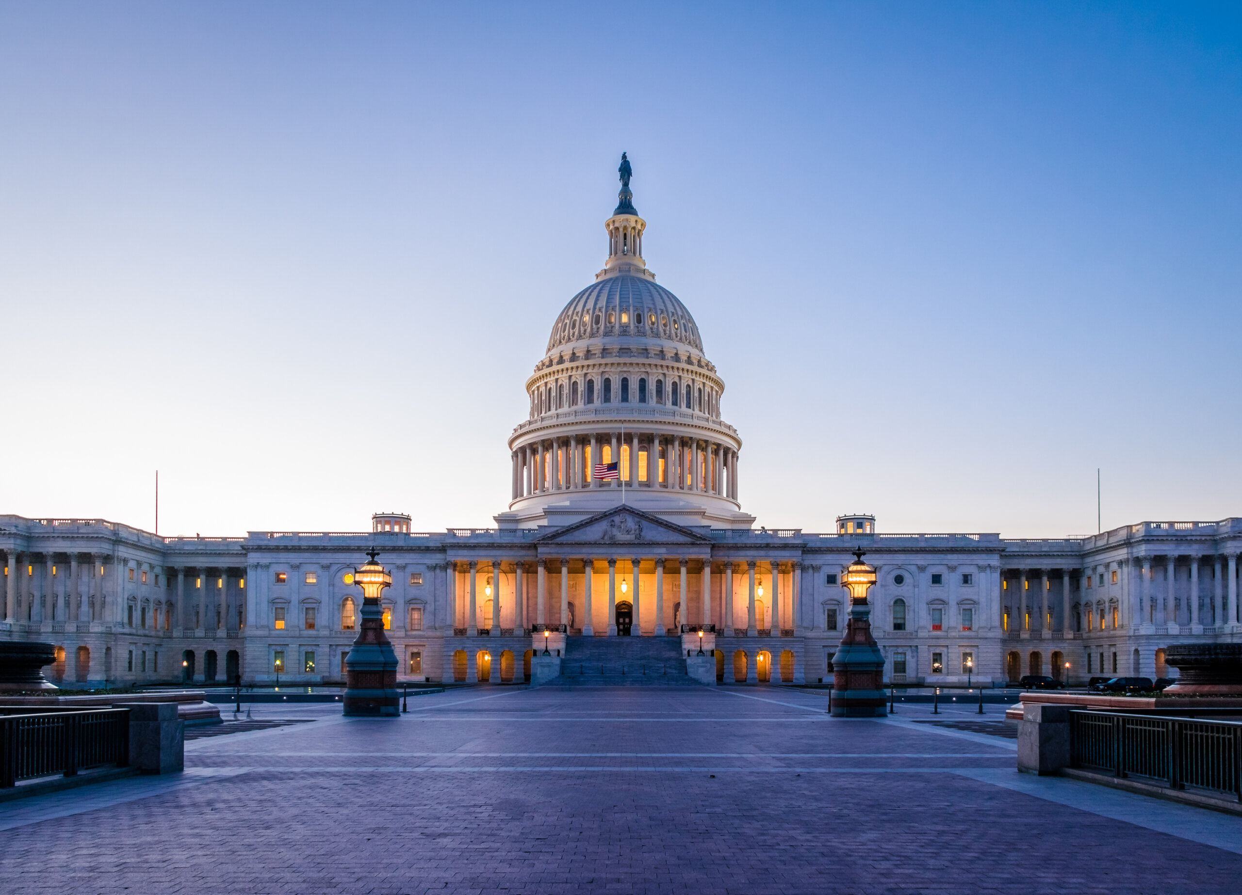 The United States Capitol at Dusk.