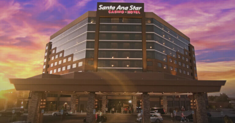 The Santa Ana Star Casino and Hotel at Sunset.