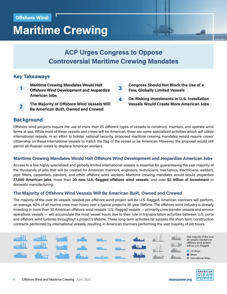 One Pager on Maritime Crewing for Offshore Wind.