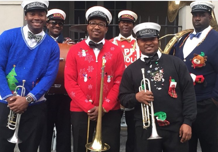 The Kinfolk Brass Band Poses for a Photo.