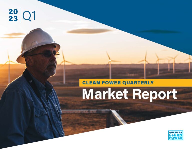 The cover image of ACP's 2023 Q1 Clean Power Quarterly Market Report.