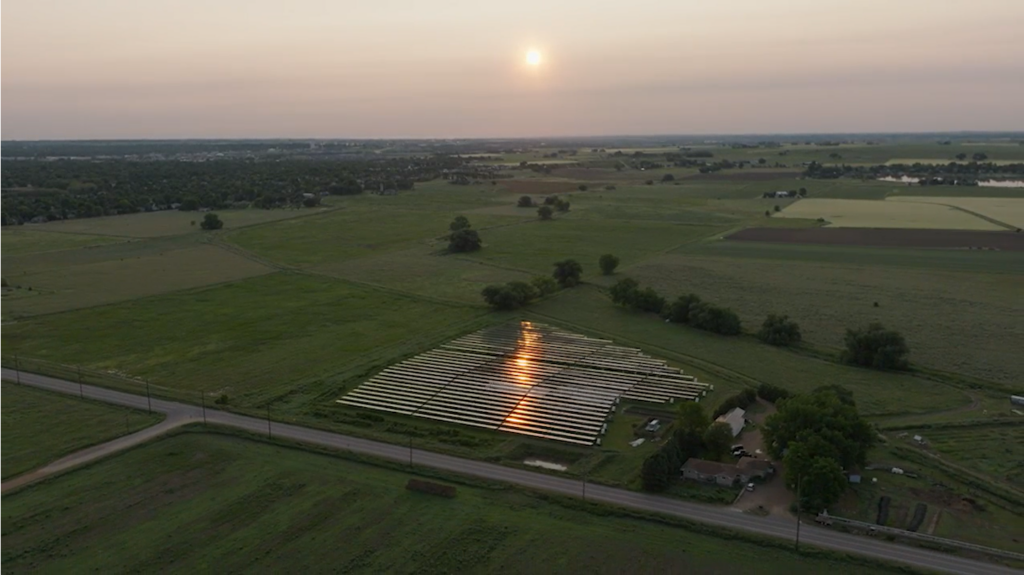 This image shows mixed-use land for both agriculture and solar energy production.