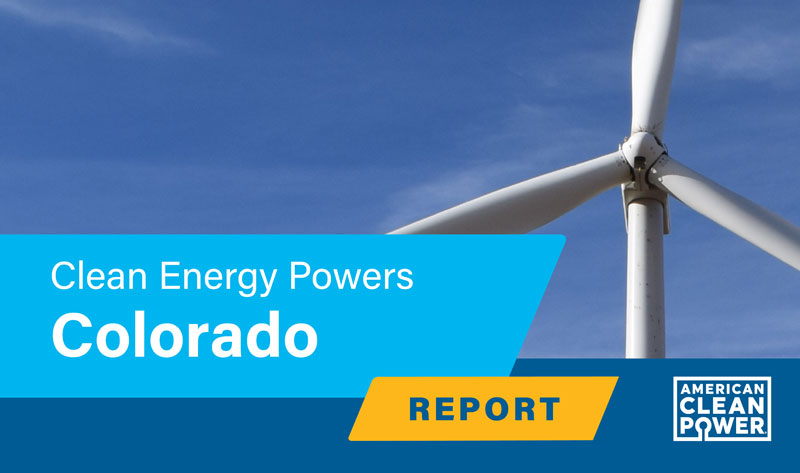 The cover image for ACP's Clean Energy Powers Colorado report.