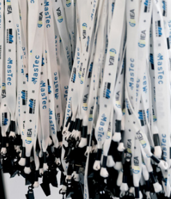 A bunch of lanyards at ACP CLEANPOWER Conference, a sponsorship opportunity.