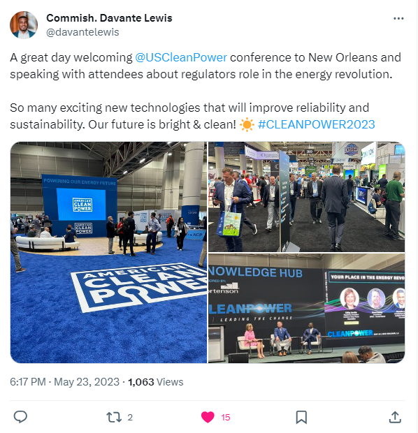 A screenshot of Davante Lewis' Tweet about the opening of CLEANPOWER 2023.