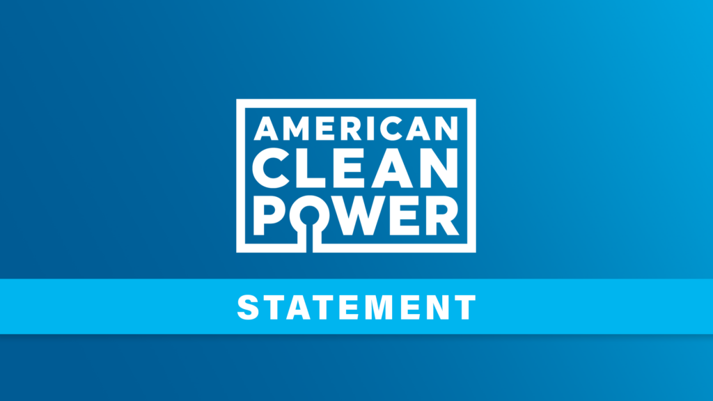 A blue background overlain with the American Clean Power logo and the word "Statement."