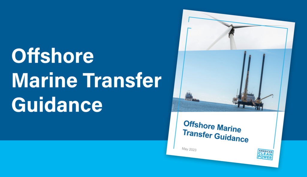 The cover page of the Offshore Marine Transfer Guidance resource on a blue background