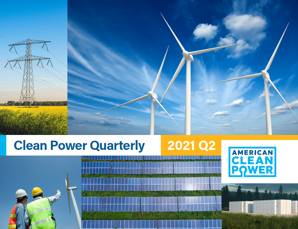 the cover image for the q2 2021 clean power quarterly market report