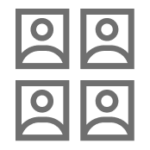 Gray line icon representing four profiles of people.