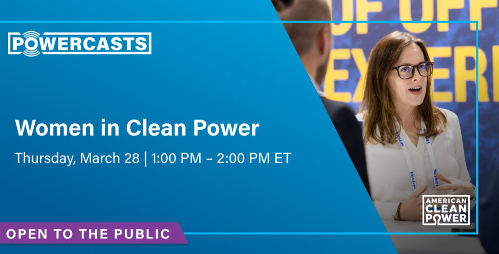 a graphic that says powercasts women in clean power thursday march 28 1-2pm open to the public