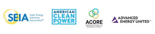 SEIA ACP ACORE and AEU logos