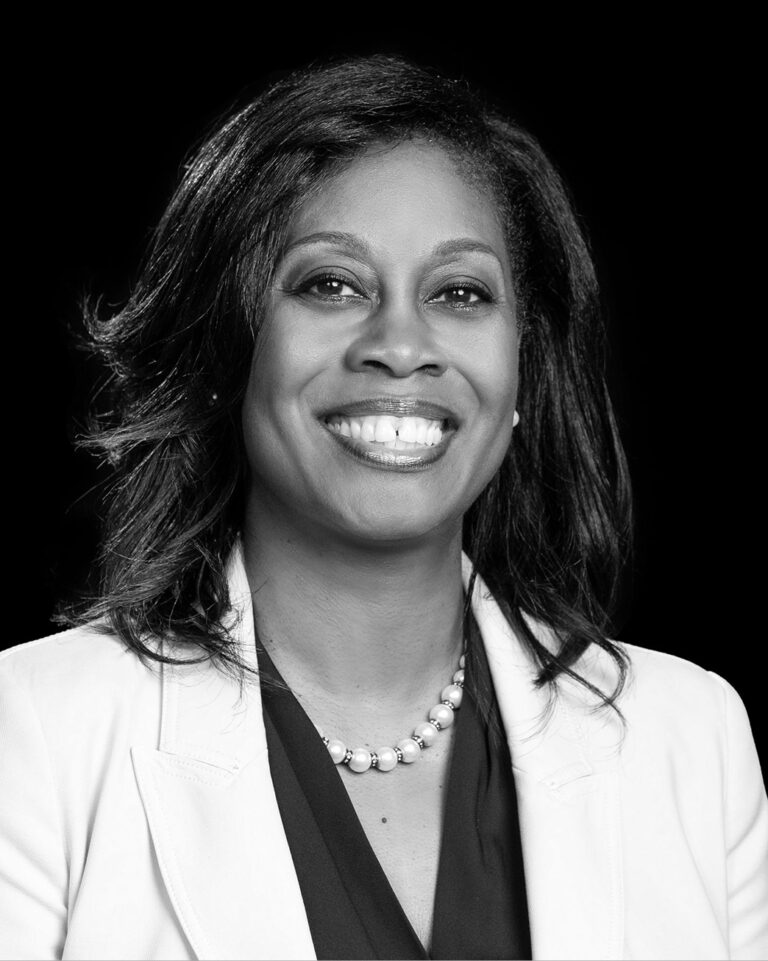 black and white headshot of Kisha James