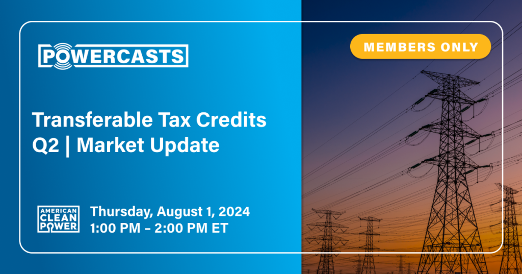 Transferable Tax Credits Q2 Market Update PowerCast title slide