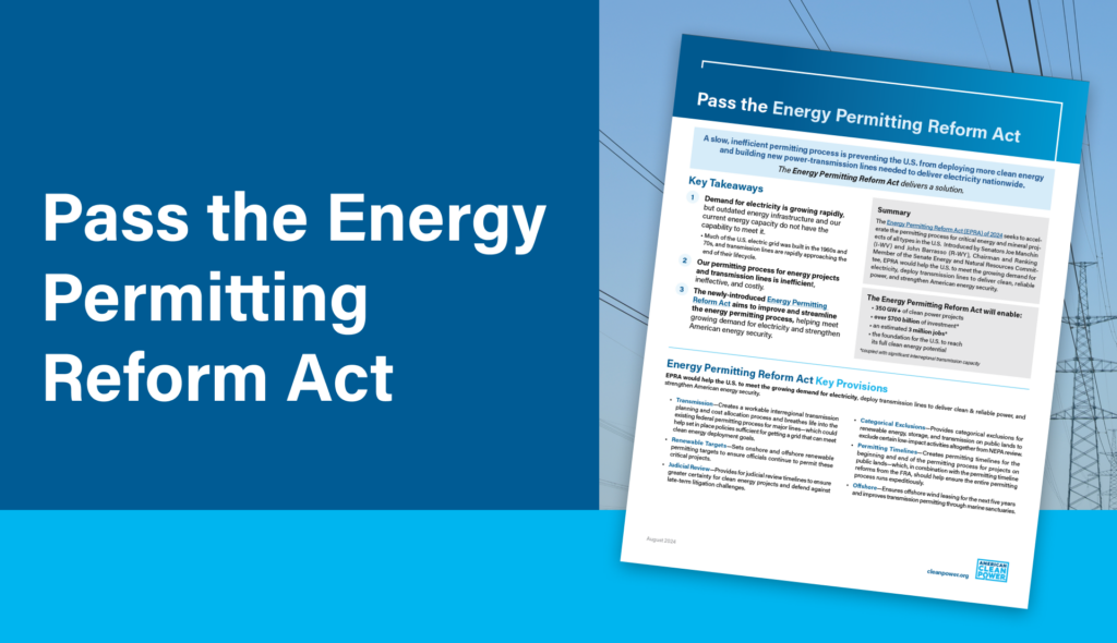 Image displaying the text Pass the Energy Permitting Reform Act and a picture of the fact sheet.