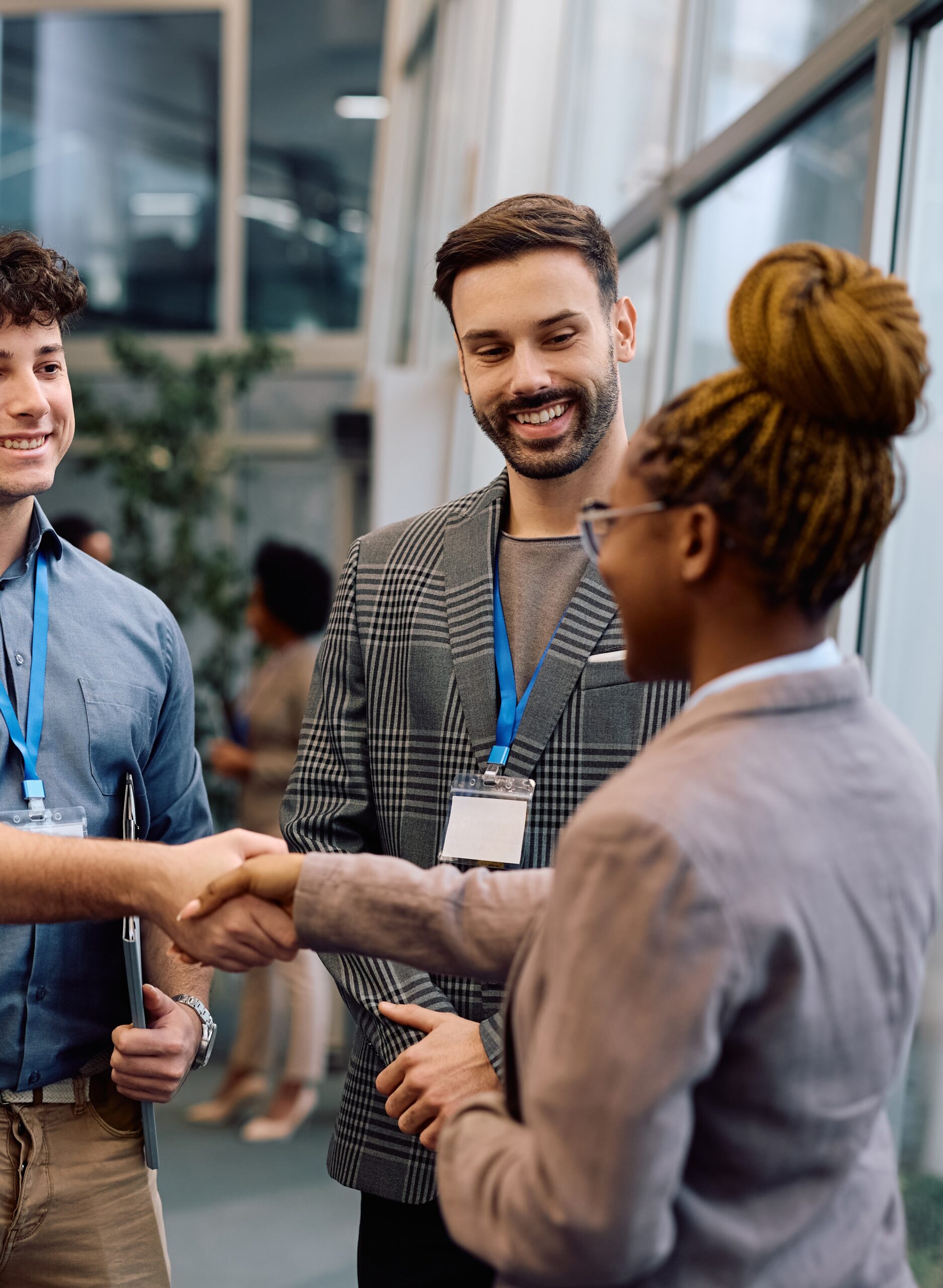 Conference attendees shaking hands