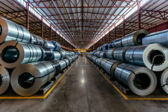 Steel coils awaiting fabrication at Leetsdale, Pennsylvania facility