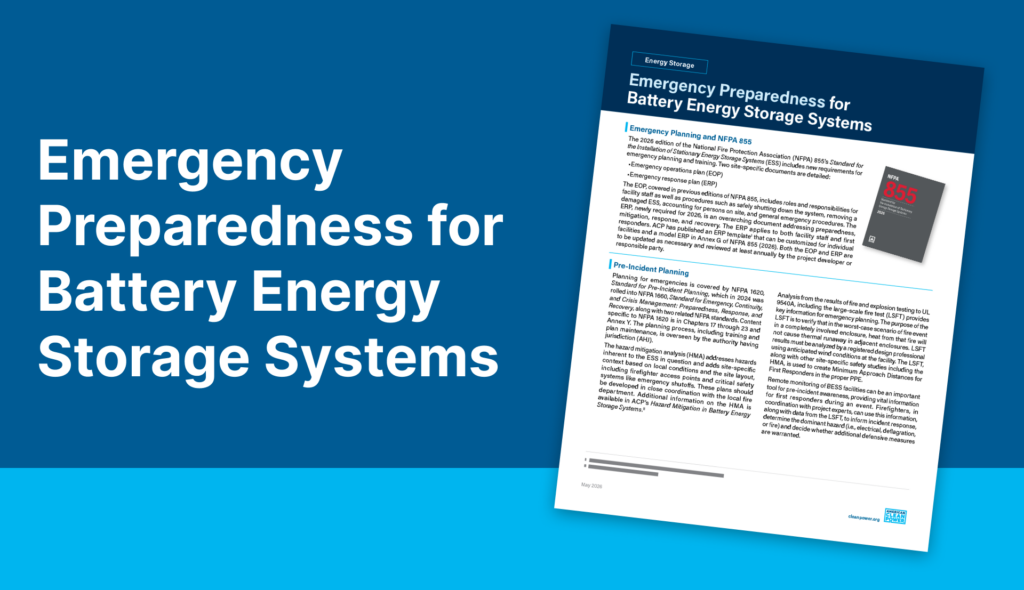 Emergency Preparedness for Battery Energy Storage Systems
